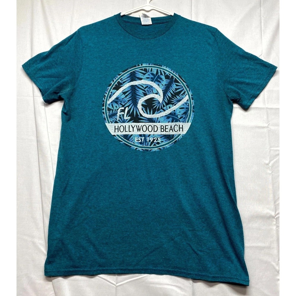 Delta Soft T Shirt Adult Medium Teal Blue Hollywood Beach Florida Graphic Casual